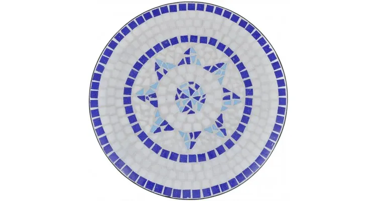 Masa bistro mozaic 60 cm, 2 scaune, albastru / alb — imaginea 4