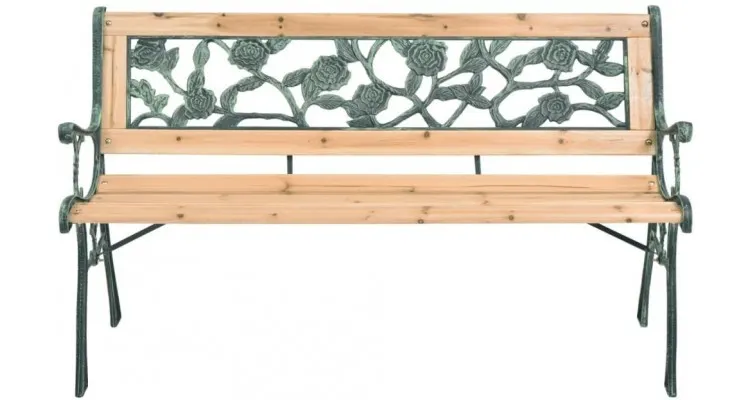 Banca de gradina cu spatar cu model floral