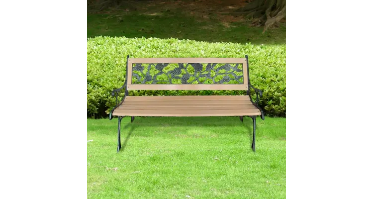 Banca de gradina cu spatar cu model floral — imaginea 2