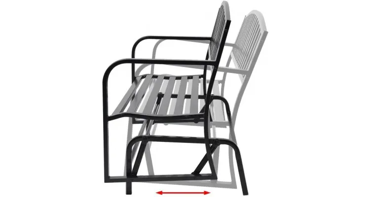 Banca balansoar din otel, negru — imaginea 3