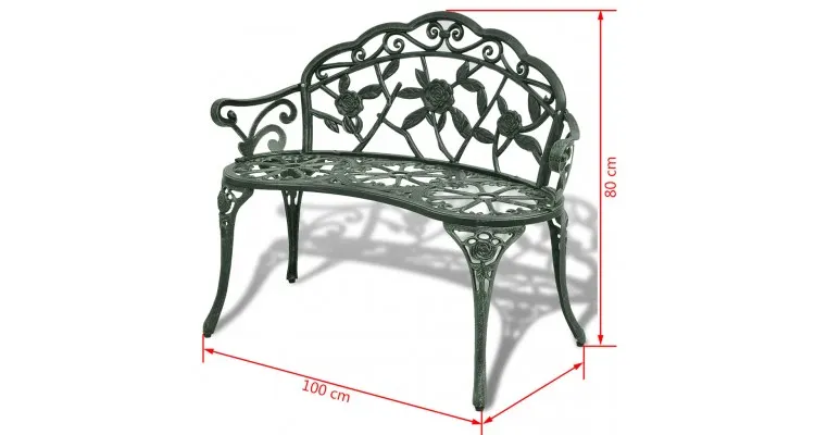 Banca de gradina cu cadru din aluminiu, verde — imaginea 4