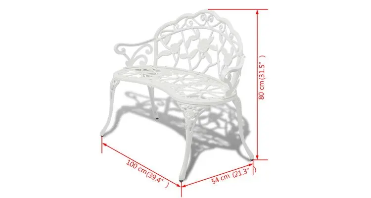 Banca de gradina, mulaj din aluminiu, alb — imaginea 4