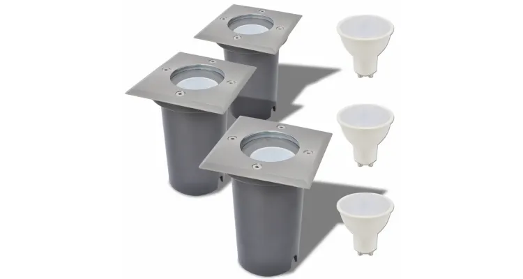 Corpuri de iluminat LED pentru sol patrate 3 buc.