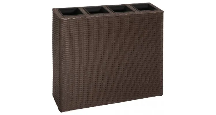 Ghiveci rectangular din ratan pentru gradina, 1 buc, Maro