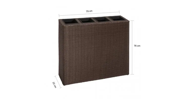 Ghiveci rectangular din ratan pentru gradina, 1 buc, Maro — imaginea 5