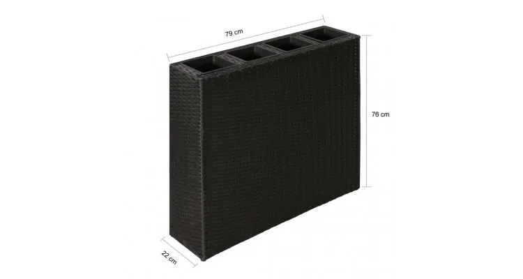 Ghiveci rectangular din ratan pentru gradina, 1 buc, Negru — imaginea 3
