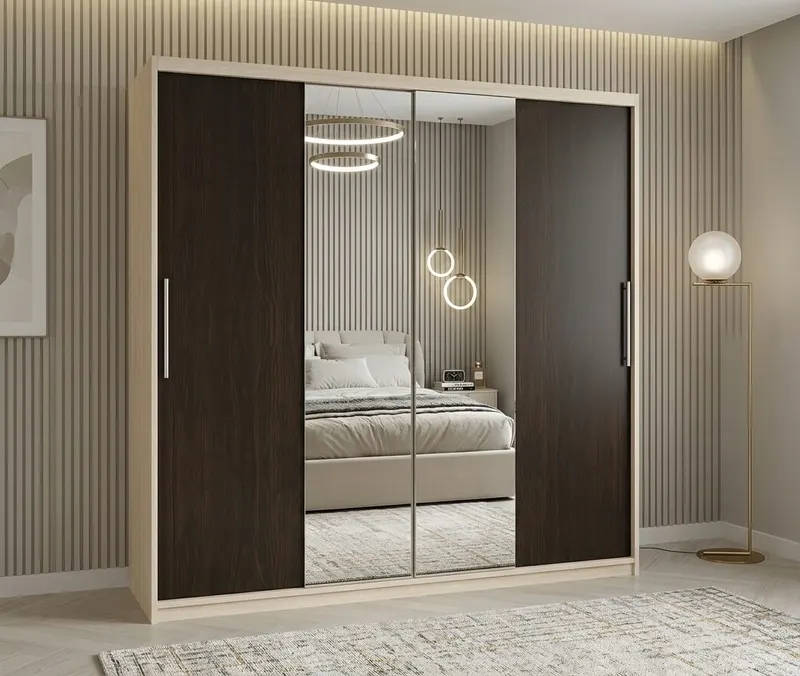Dulap dressing Londra 2 usi cu oglinda, 200 cm, Sonoma/Wenge