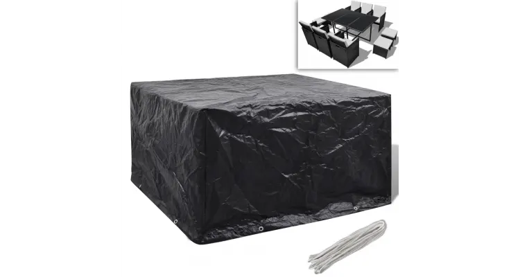 Huse mobilier gradina din poliratan 6 persoane, 8 ocheti, 172 x 113cm