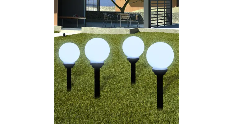 Lampi solare pentru exterior cu LED-uri + tarusi, 15 cm, 4 buc