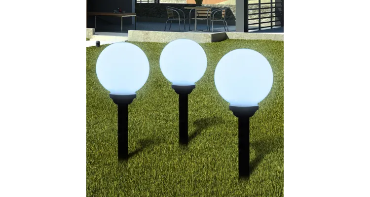 Lampi solare pentru exterior cu LED-uri + tarusi, 20 cm, 3 buc