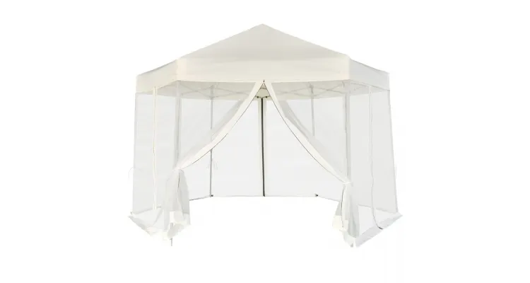 Marchiza pliabila hexagonala, 6 pereti, 3,6 x 3,1 m, alb crem
