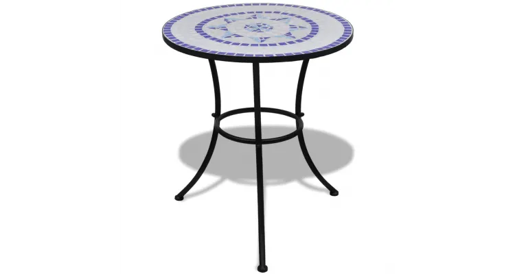 Masa cu blat mozaic 60 cm Alb/Albastru