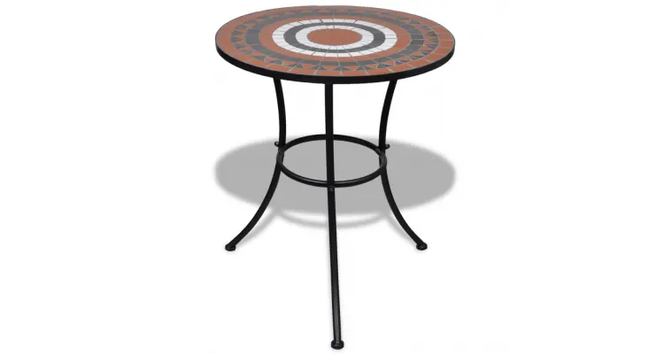 Masa cu blat mozaic 60 cm Alb/Teracota