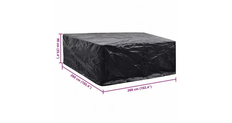 Prelata mobilier exterior din poliratan cu 10 inele 260 x 260 x 90 cm — imaginea 5