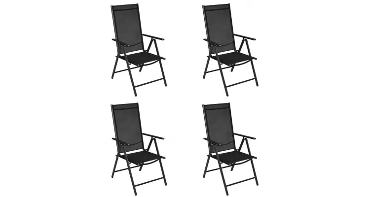 Scaune de exterior din aluminiu, 4 buc, 54 x 73 x 107 cm, negru — imaginea 2