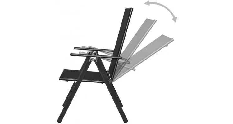 Scaune de exterior din aluminiu, 4 buc, 54 x 73 x 107 cm, negru — imaginea 4