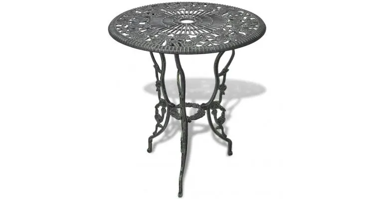 Set bistro din 3 piese, cadru din aluminiu,Negru- Verde — imaginea 2