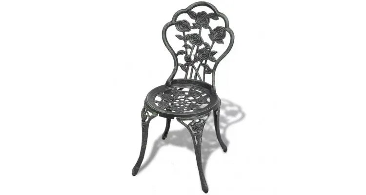 Set bistro din 3 piese, cadru din aluminiu,Negru- Verde — imaginea 5
