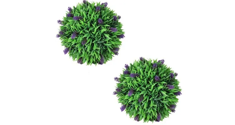 Set de 2 sfere de iarba artificiala si lavanda 30 cm