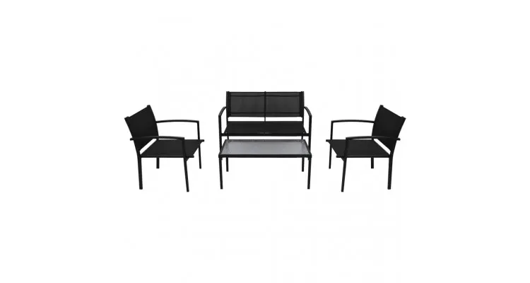 Set mobilier de gradina cu banca, 4 piese, negru — imaginea 2