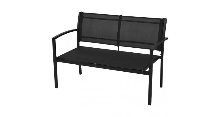 Set mobilier de gradina cu banca, 4 piese, negru — imaginea 4