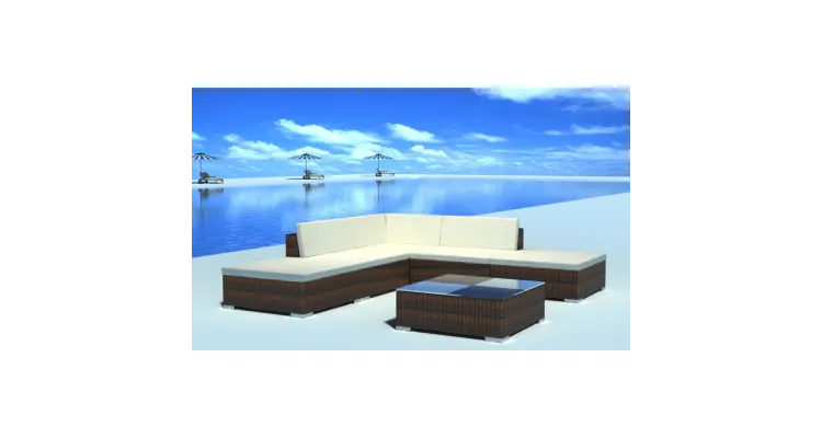 Set mobilier de gradina din poliratan 15 piese Maro — imaginea 2