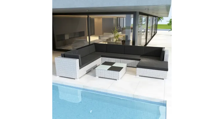 Set mobilier de gradina din poliratan 24 piese Alb — imaginea 2