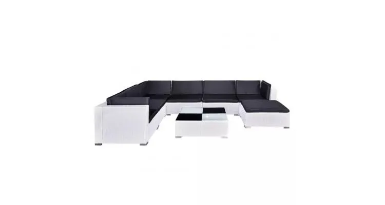 Set mobilier de gradina din poliratan 24 piese Alb — imaginea 5