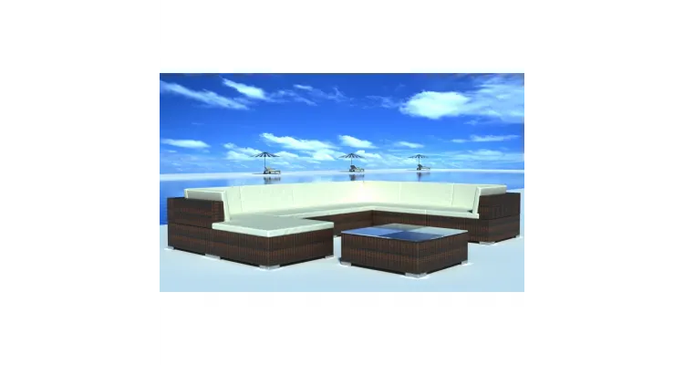 Set mobilier de gradina din poliratan 24 piese Maro — imaginea 2