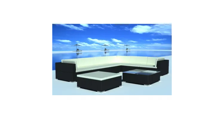 Set mobilier de gradina din poliratan 24 piese Negru — imaginea 2