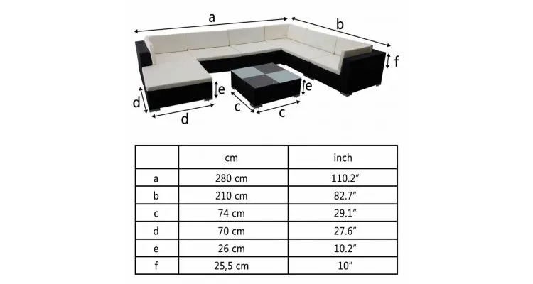 Set mobilier de gradina din poliratan 24 piese Negru — imaginea 3