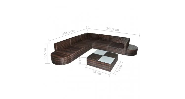 Set mobilier de gradina din poliratan 27 piese Maro — imaginea 2