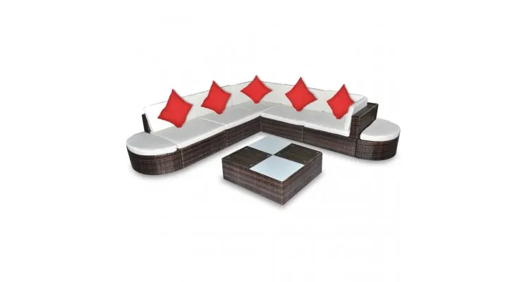 Set mobilier de gradina din poliratan 27 piese Maro — imaginea 3