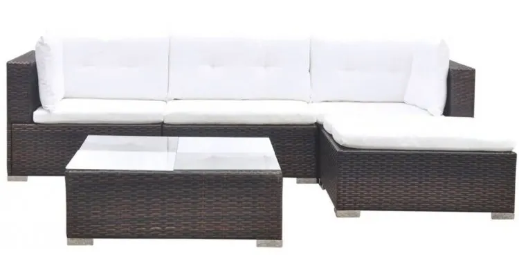 Set mobilier pentru gradina din poliratan, maro — imaginea 3
