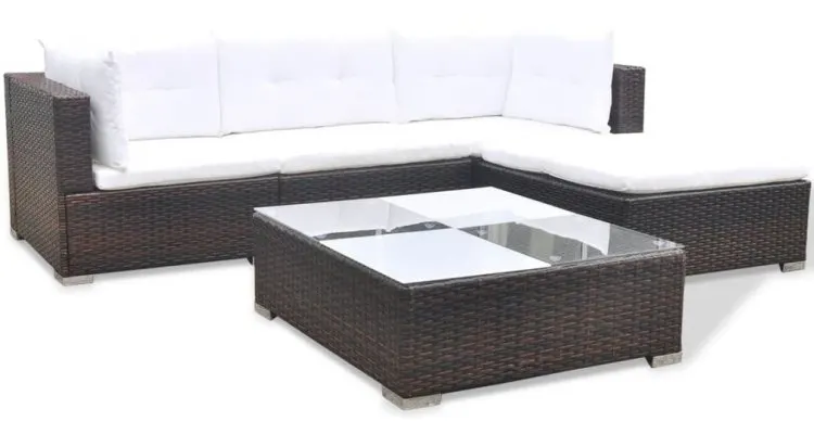 Set mobilier pentru gradina din poliratan, maro — imaginea 4