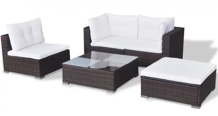 Set mobilier pentru gradina din poliratan, maro — imaginea 5