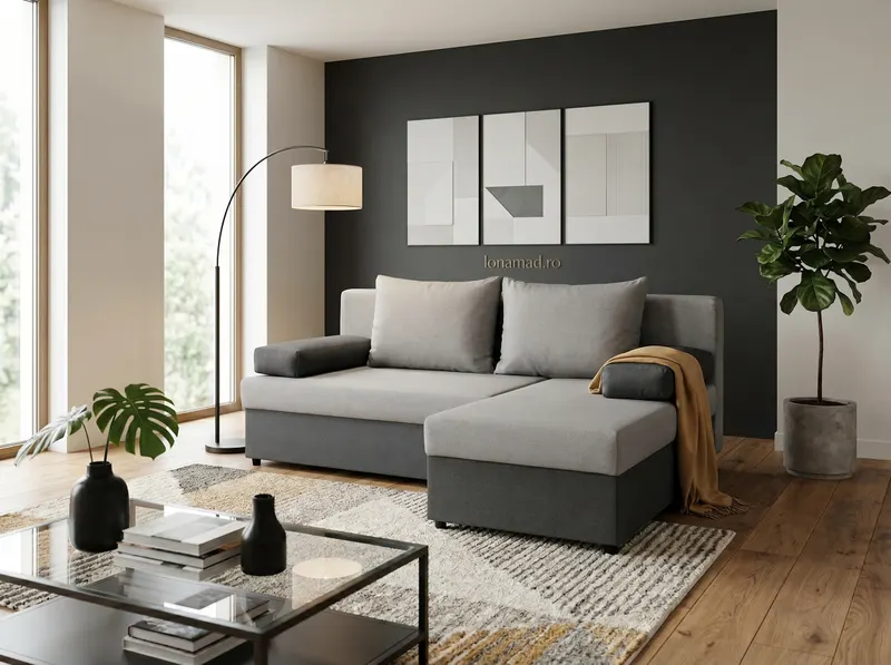 Coltar extensibil Leon, Gri inchis/Gri deschis