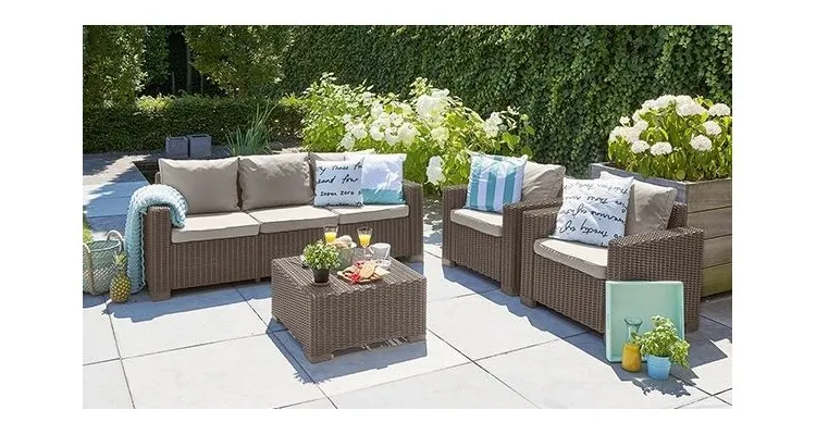 Set mobilier gradina cu canapea, fotolii si masuta California Maro Gri -Taupe — imaginea 2