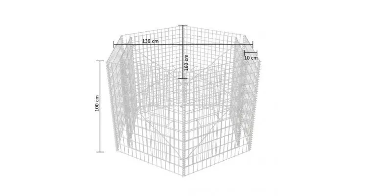 Jardinieră gabion hexagonală, 160 x 139 x 100 cm — imaginea 5