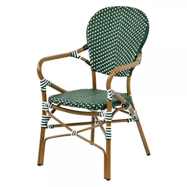 Scaun cu brate FRENCH 57x63x95 natur, verde-alb — imaginea 2