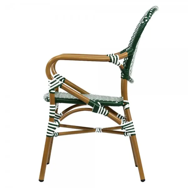 Scaun cu brate FRENCH 57x63x95 natur, verde-alb — imaginea 3