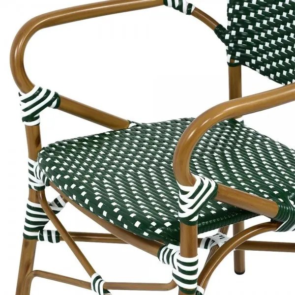 Scaun cu brate FRENCH 57x63x95 natur, verde-alb — imaginea 4