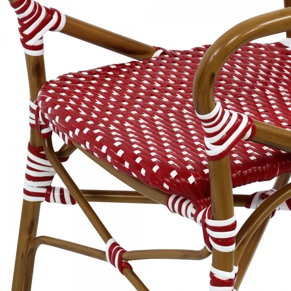 Scaun cu brate FRENCH 57x63x95 natur,rosu-alb — imaginea 4