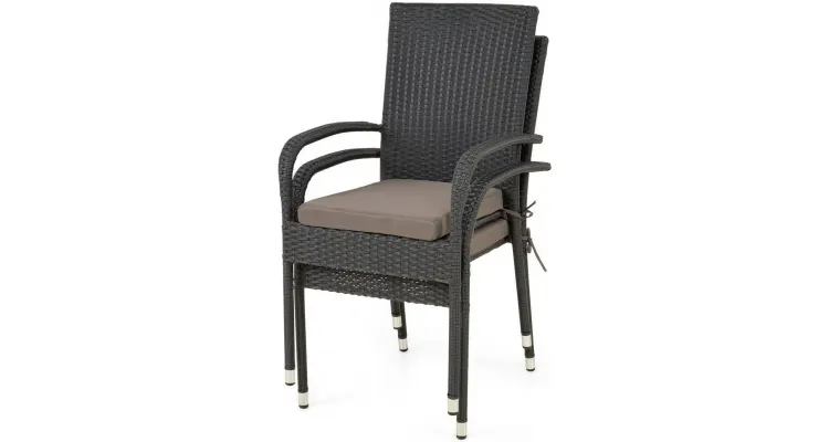 Set mobilier exterior poliratan cu masa si 4 Scaune PRESLEY negru — imaginea 4