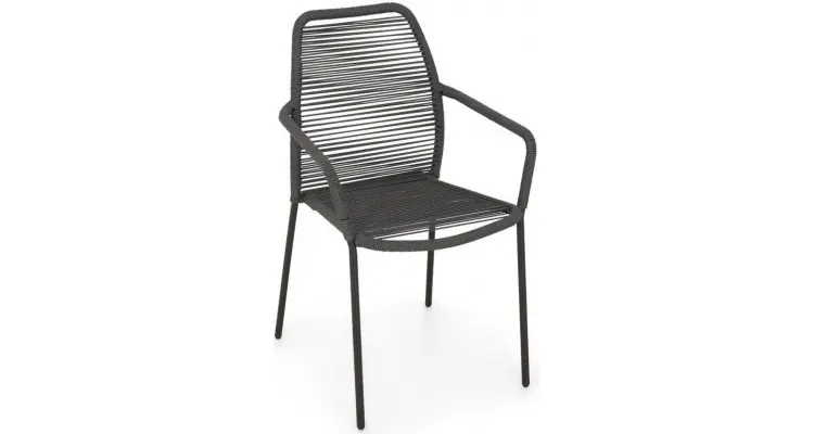 Set mobilier gradina cu masa si 4 scaune Encore Rope, negru — imaginea 3