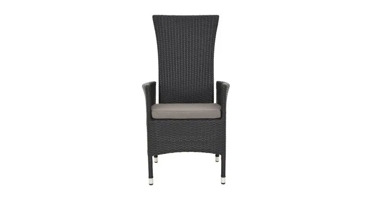 Scaun de exterior poliratan cu spatar rabatabil ENCORE 59x62x111 negru/gri — imaginea 2