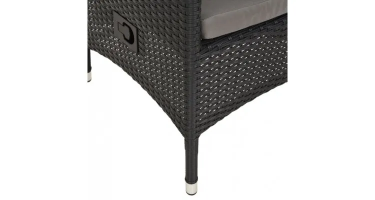 Scaun de exterior poliratan cu spatar rabatabil ENCORE 59x62x111 negru/gri — imaginea 4
