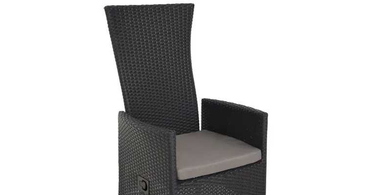 Scaun de exterior poliratan cu spatar rabatabil ENCORE 59x62x111 negru/gri — imaginea 5