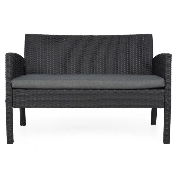 Set mobilier gradina cu 2 fotolii, canapea si masuta BARCA negru si gri — imaginea 5