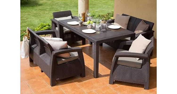 Set mobilier de gradina CORFU II FIESTA Maro cu Gri-Taupe — imaginea 3